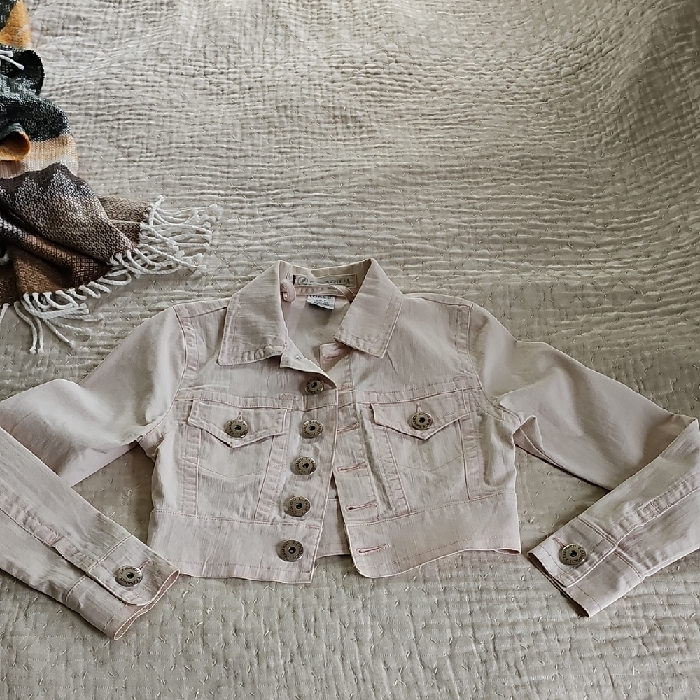 Z. Cavaricci Light Pink Cropped Jean Jacket